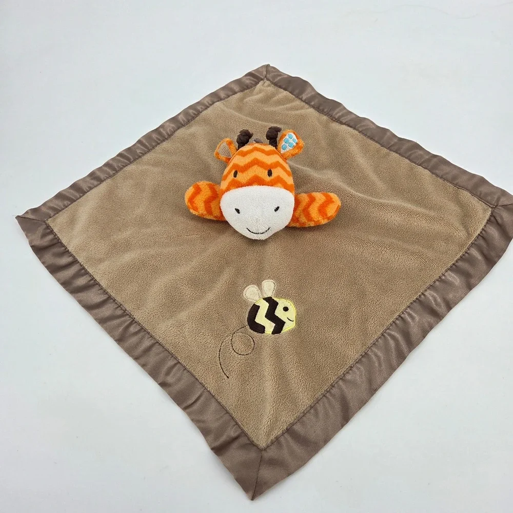 Circo Giraffe Bumblebee Plush Security Blanket Lovey Tan Brown Satin Trim
